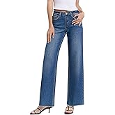 Lovervet by VERVET Women's High Rise Clean Cut Raw Hem Wide Jeans