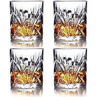 Whiskey Glass Set of 4 - Crystal Clear Glasses 10 oz Lead-Free Glassware,Rock Style Old Fashioned Glasses For Drinking…