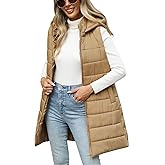 Yusongirl Puffer Vest for Women Long Hooded Lightweight Puffy Jacket Warm Sleeveless Fall Winter down Coat Outerwear