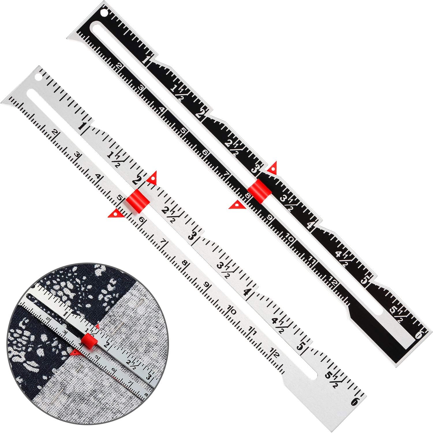 2 Pieces Sewing Gauge Metal Sliding Gauge Sewing Measuring