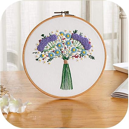 Amazon Co Jp キッズ初心者向け 種類diy刺繍花手仕事針仕事初心者クロスステッチキット絵画刺繍フープ家の装飾 K ホーム キッチン