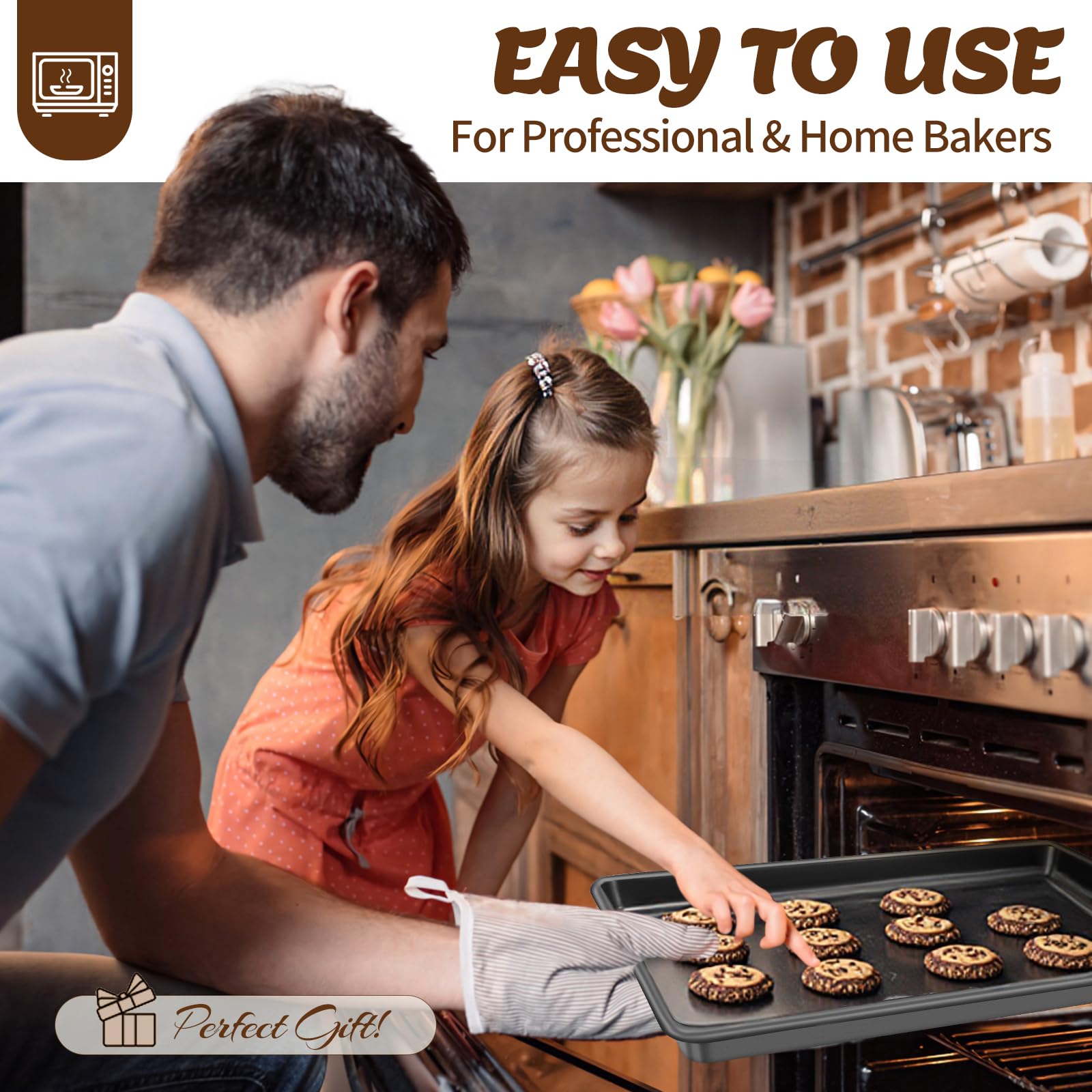 Baking Pans Set, Nonstick Bakeware Sets, Oven Pans for Cooking, AIVIKI 6 Pieces Baking Sheets Set Including Cookie Sheet, Deep Roaster Pan, Square Pan, Loaf Pan, Muffin Pan, Carbon Steel Baking Set
