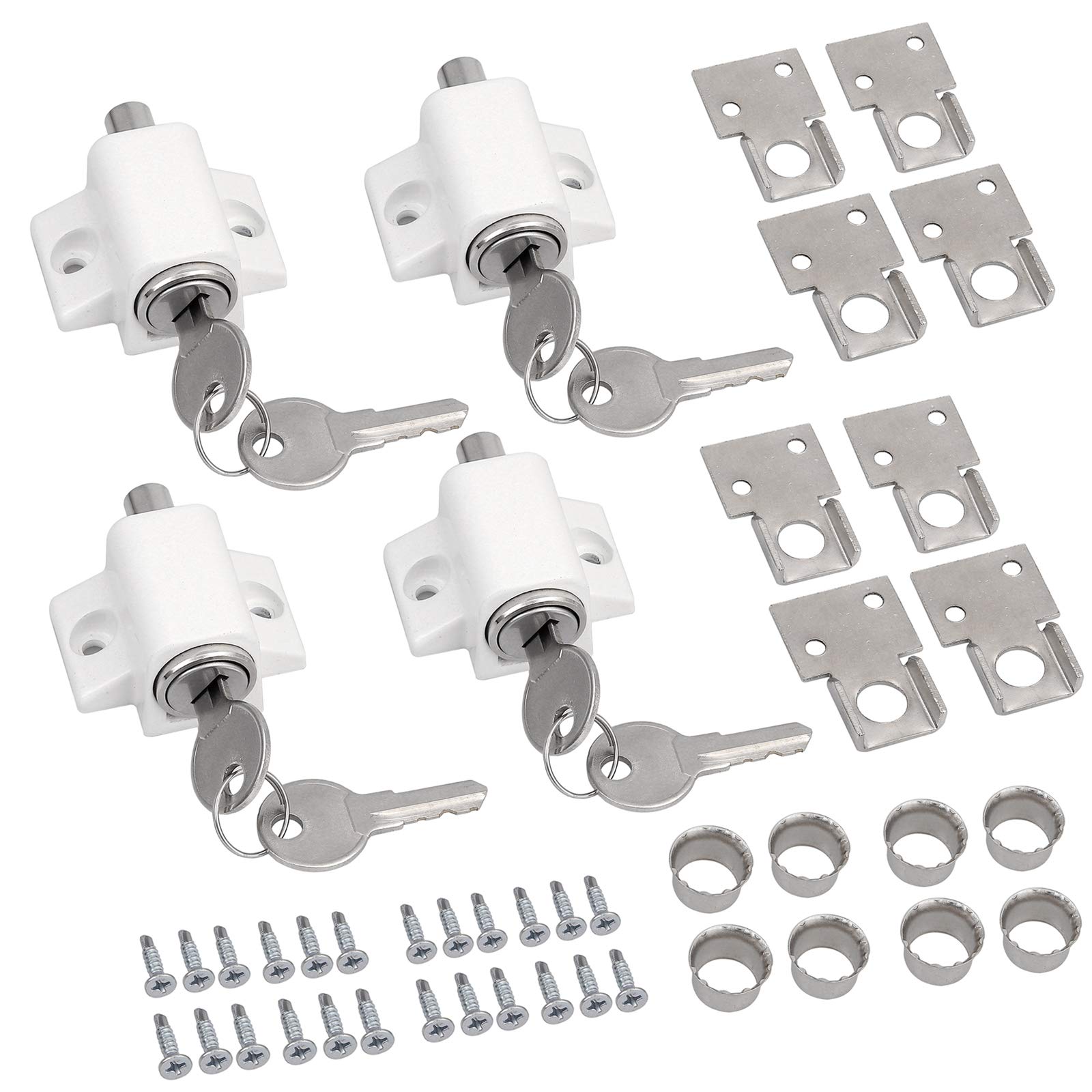 Door Lock Windows Security Locks Sliding Window Locks Window Locks Universal French Door Locks for Home Doors Closets Windows – 4pcs White