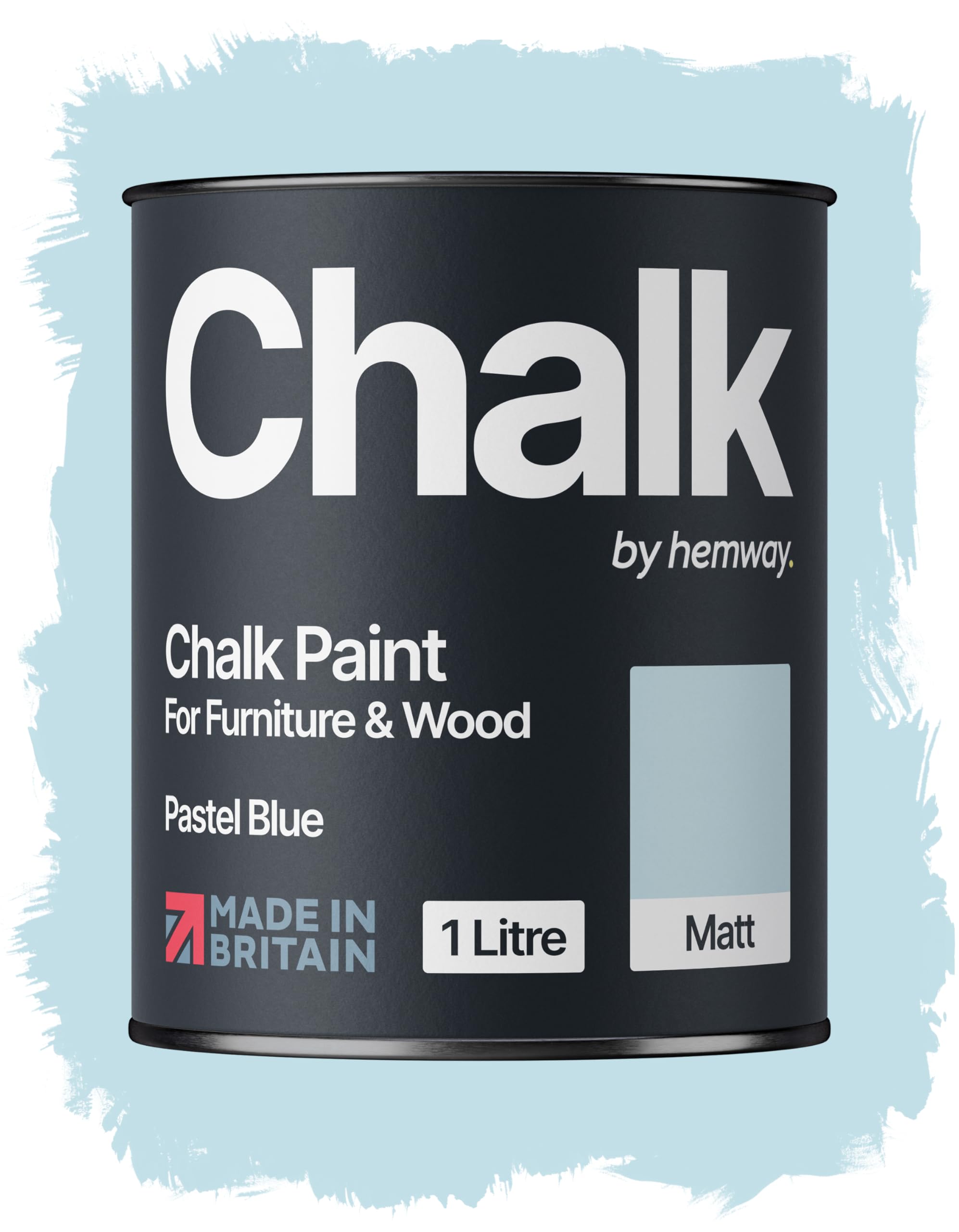 Hemway Chalk Paint Pastel Blue Furniture Paint 1L, Matt Finish Shabby Chic, Chalk Furniture & Walls, Quick Dry & 1 Coat