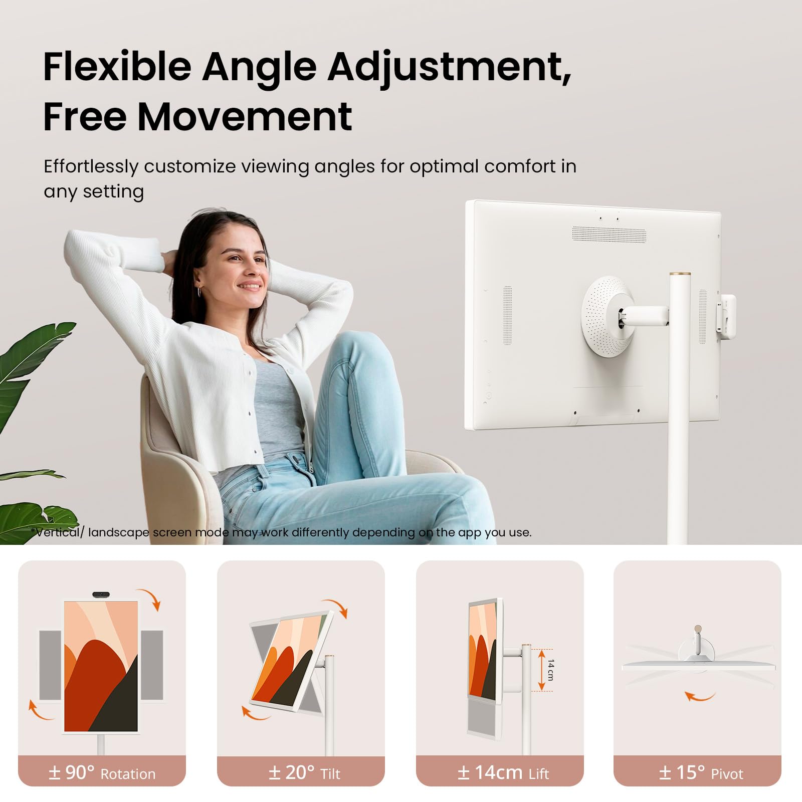 ApoloSign 32'' UHD 4K Smart Portable TV 2nd Gen, 16(8+8) GB RAM+256GB, Android 15, EDLA-Certified, Portable Touch Screen Monitor, Built-in 15000mAh Battery, Full Swivel Rotation, Voice Remote Control