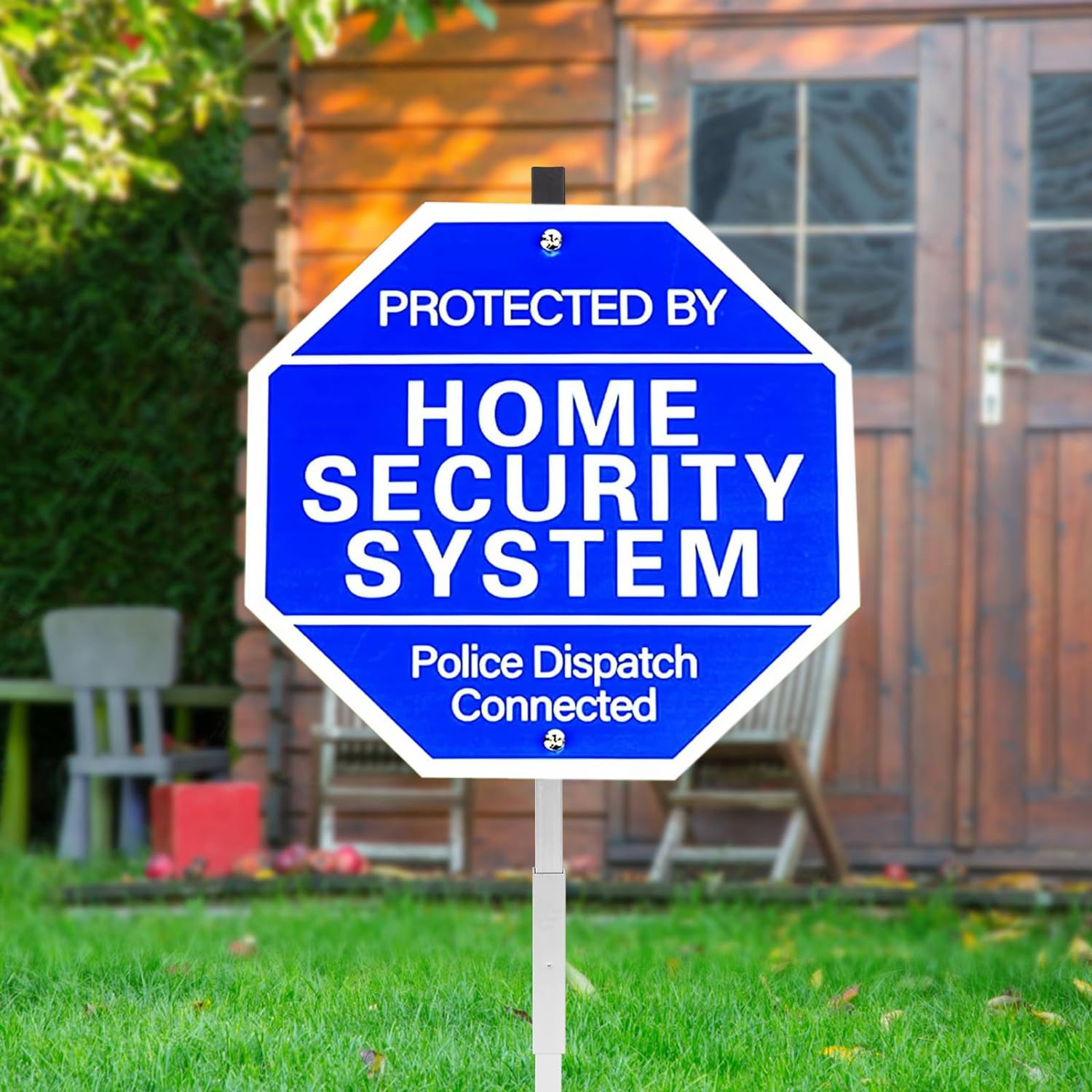 Protected By Home Security System Yard Sign-100% Aluminum Heavy Duty Police Dispatch Connected Warning Sign UV Protected With Ground Stake 28