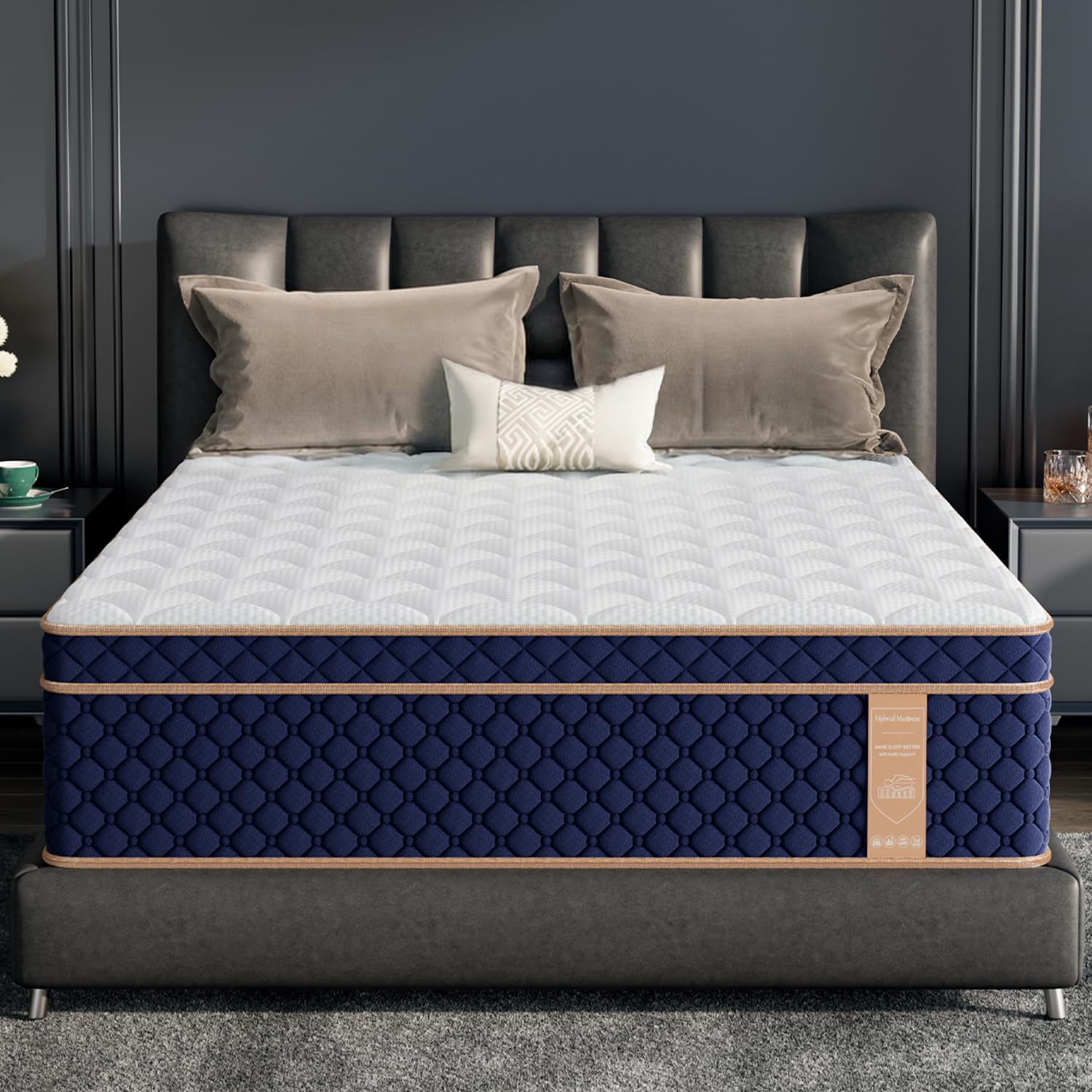 Photo 1 of VILASOAR 14 Inch Queen Mattress, Hybrid Mattresses in a Box with Gel Memory Foam, Pressure Relief & Medium Firm with Strong Edge Support, CertiPUR-US Certified, Fiberglass-Free, 365-Night Trial
