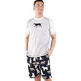 Lazy One Men's Sleep Shorts Set, Matching Sleepwear Shirt and Short Set for Men, Cotton Pajama Shorts and T-Shirt