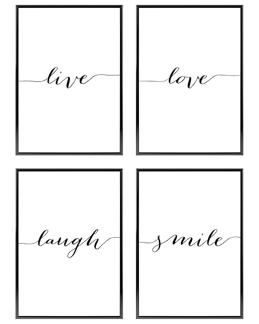 Heimlich Premium Poster Set Stilvolles Set Mit Passenden Bilder In Schwarz Weiss 4 Stuck In Din 21x30cm Ohne Bilderrahmen Live Love Amazon De Kuche Haushalt