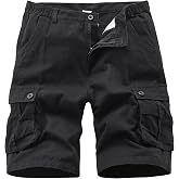 Vcansion Men's Cargo Shorts Casual Cotton Multi-Pockets Elastic Waist Camo Shorts