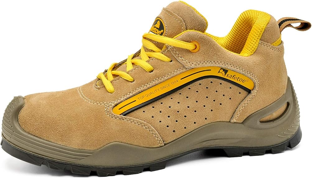 SAFEYEAR Breathable Leather Safety Shoes & Works Socks(5 Pairs) 7296