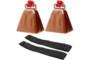 Bevin Bells Long Distance Cow Bells 10LD (Copper & Copper) | Christmas Bells | Made from Steel | Loud Noise Makers | w/White Strap Around The Handle | Easier to Hold | Made in CT, USA
