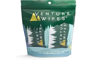 Venture Wipes Large Body Wipes for Adults - Biodegradable with Aloe, Vitamin E and Tea Tree Oil - Travel Essentials - Shower Wipes - Individually Wrapped Travel Wipes 10 Count Bag