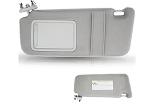 LEVANLIGHT Left Driver Side Sun Visor Gray for 2007-2011 Toyota Camry, Without Lights, Replaces 74320-06780-B0 74320-33B81-B0
