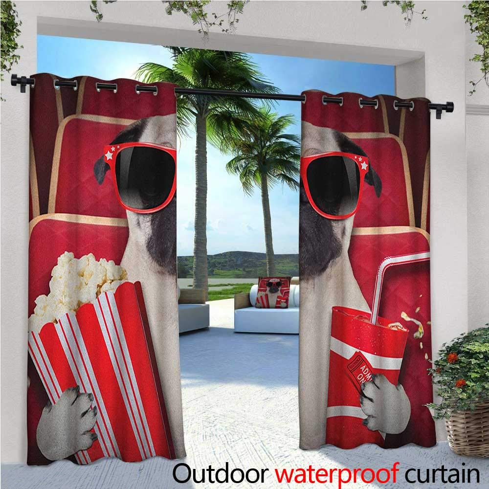Amazon Com Pug Patio Curtains Funny Dog Watching Movie Popcorn