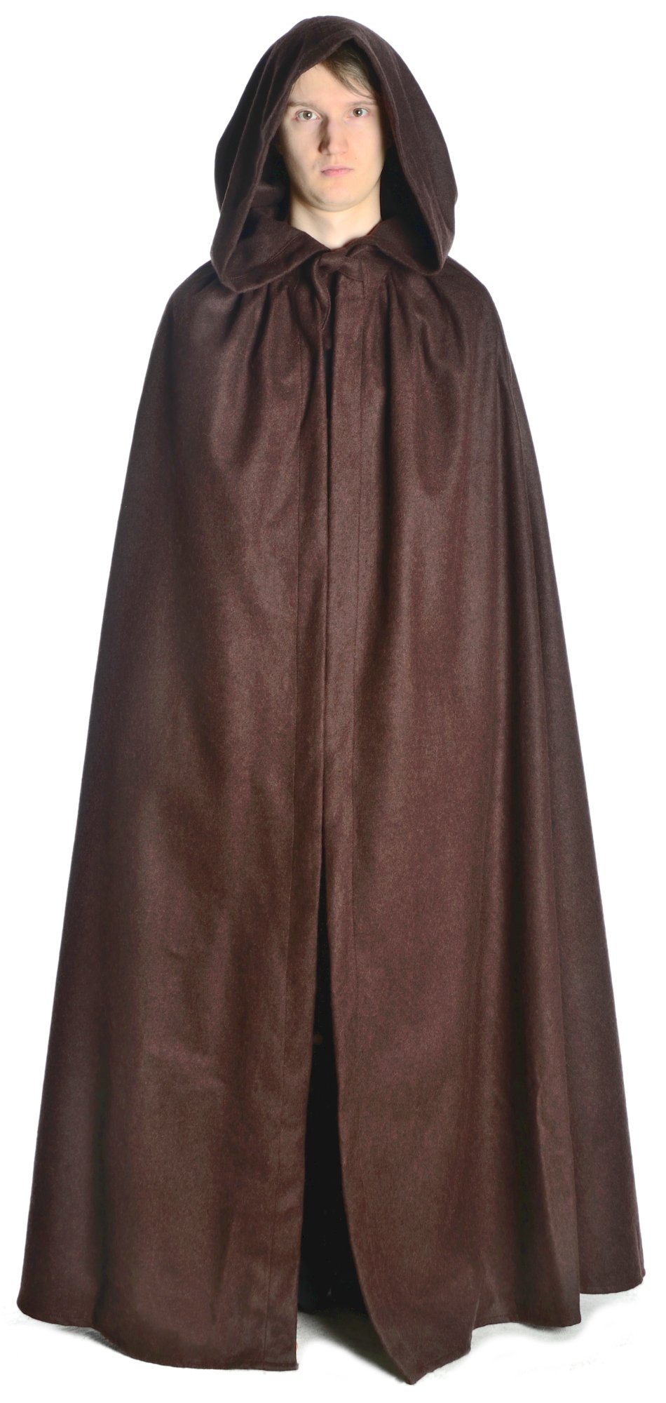 HEMAD Cape Medieval -Felt LARP Cloak Hooded Brown - Wollen Felt