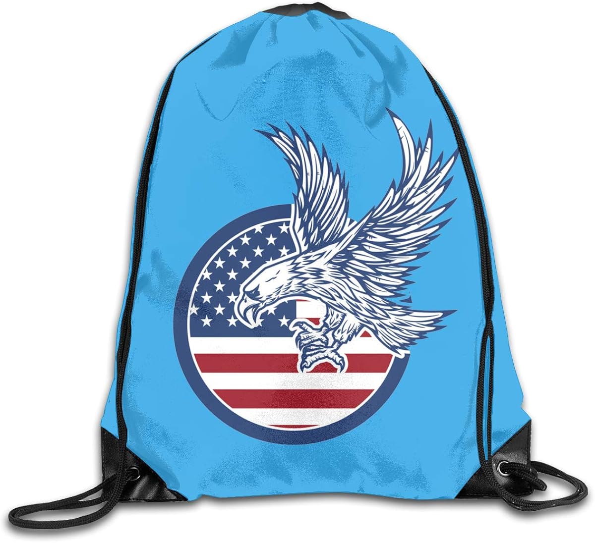 Eagle American Flag Drawstring Backpack Bag Gym Sack Sport
