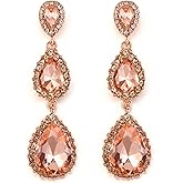 BriLove Gorgeous Shiny Rhinestones Teardrop Chandelier Long Dangle Earrings for Wedding Bridal Party Prom Jewelry Accessories