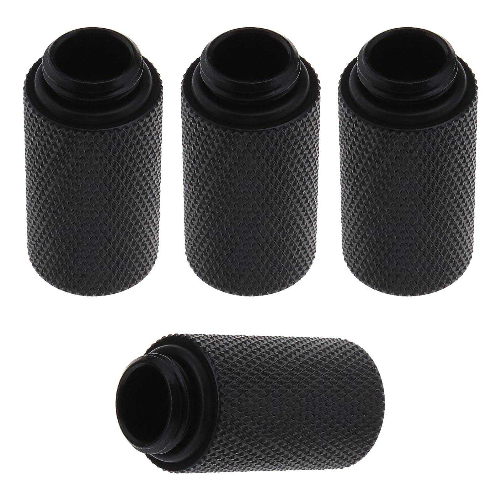 YINETTECH 4pcs G1/4 Black Water Cooling Extension Adapter 30mm Brass with O- Ring Rubber Extended Plat for Computer Water Cooling System