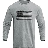 H HYFOL Men's Graphic T-Shirts USA Flag Cotton Long Sleeve American Patriotic Crewneck Regular Tee Shirts