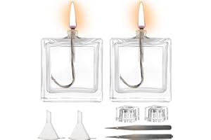 GXFCCYXT 2 Pieces Small Refillable Clear Glass Oil Lamp Unscented Candles for Fine Dining Restaurants or Home Cotton Wick and Holder Included