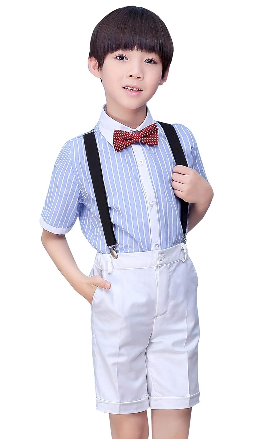 Happy Cherry Garcon Costume De Fete Pour Ceremonie Mariage 4 Pcs Enfant Ensembles De Tenue De Soiree Chemise Pantalons Bretelles Cravate 3 4 Ans Costumes Vetements Atahari Com