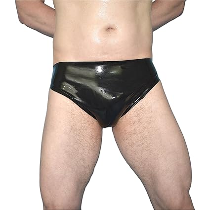 Latex Herren Slip mit Frontbeutel in schwarz o. rot, Gr. M (schwarz)