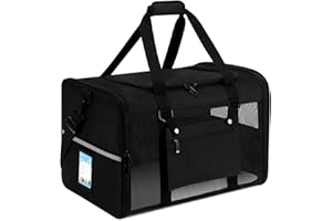 Pnimaund Large Pet Carrier, Soft Dog Carrier with Upgrade Lockable Zippers, Cat Carriers for Large Cats 20 Lbs, Pet Carrier for 2 Cats and Small Dogs Under 20 Lbs, Black