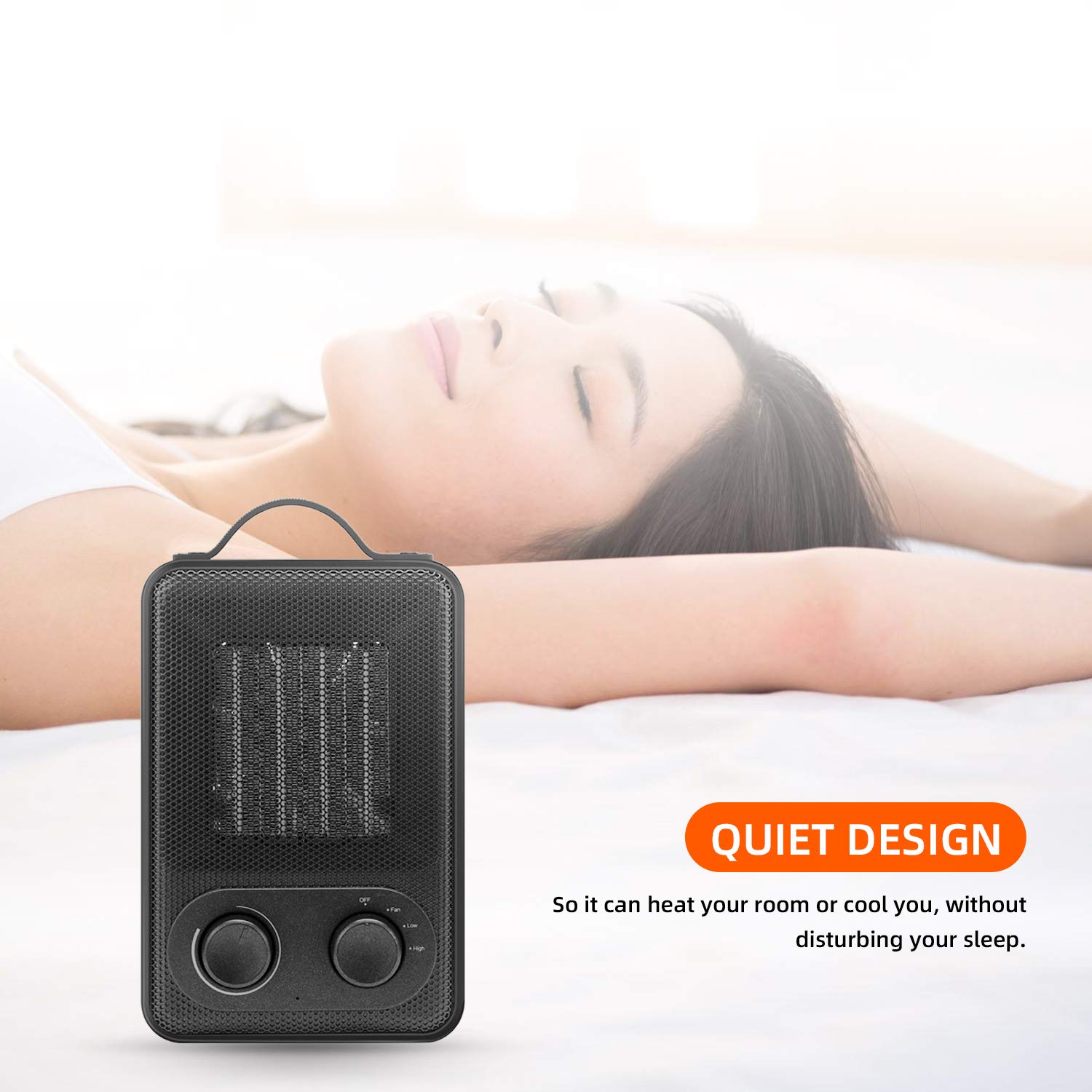 Heizlüfter Energiesparend Keramik Heizung 1800W/900W Kleiner Heizgerät 3 Heizstufe, 1s Aufheizen, Überhitzungs- Umkipps-Schutz, Oszillation, für Haus, Büro, Badezimmer, Baby - Uverbon