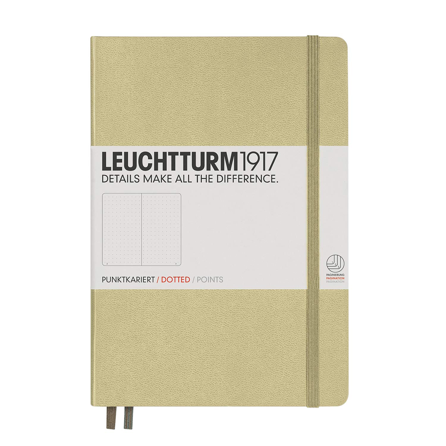 Leuchtturm1917 Medium Hardcover Notebook, 5.75 X 8.25 inches, 249 Dotted Pages, Sand (354594)
