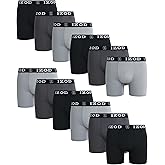 IZOD Mens Boxer Briefs - 12 Pack Ultra Soft Stretch Performance Mens Underwear Boxers with No Fly Contour Pouch, 6" Inseam