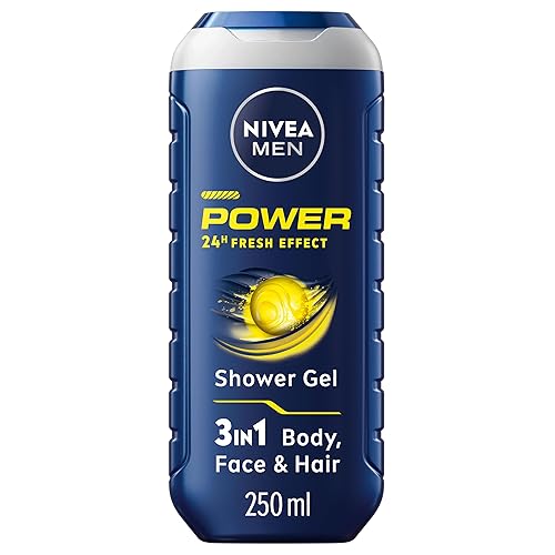 NIVEA MEN Power Fresh Shower Gel (400ml, Pack of 6), Moisturising Body Wash with Aloe Vera, All-in-1 Shower Gel for Men, Energising NIVEA MEN Shower Gel