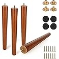FVIEXE 16 Inch Wood Table Legs, Wooden Furniture Legs Set of 4, Modern Mid Century Round Replacement Legs for Coffee Table End Table Side Table Night Stand Tapered Desk Chair Legs, Straight