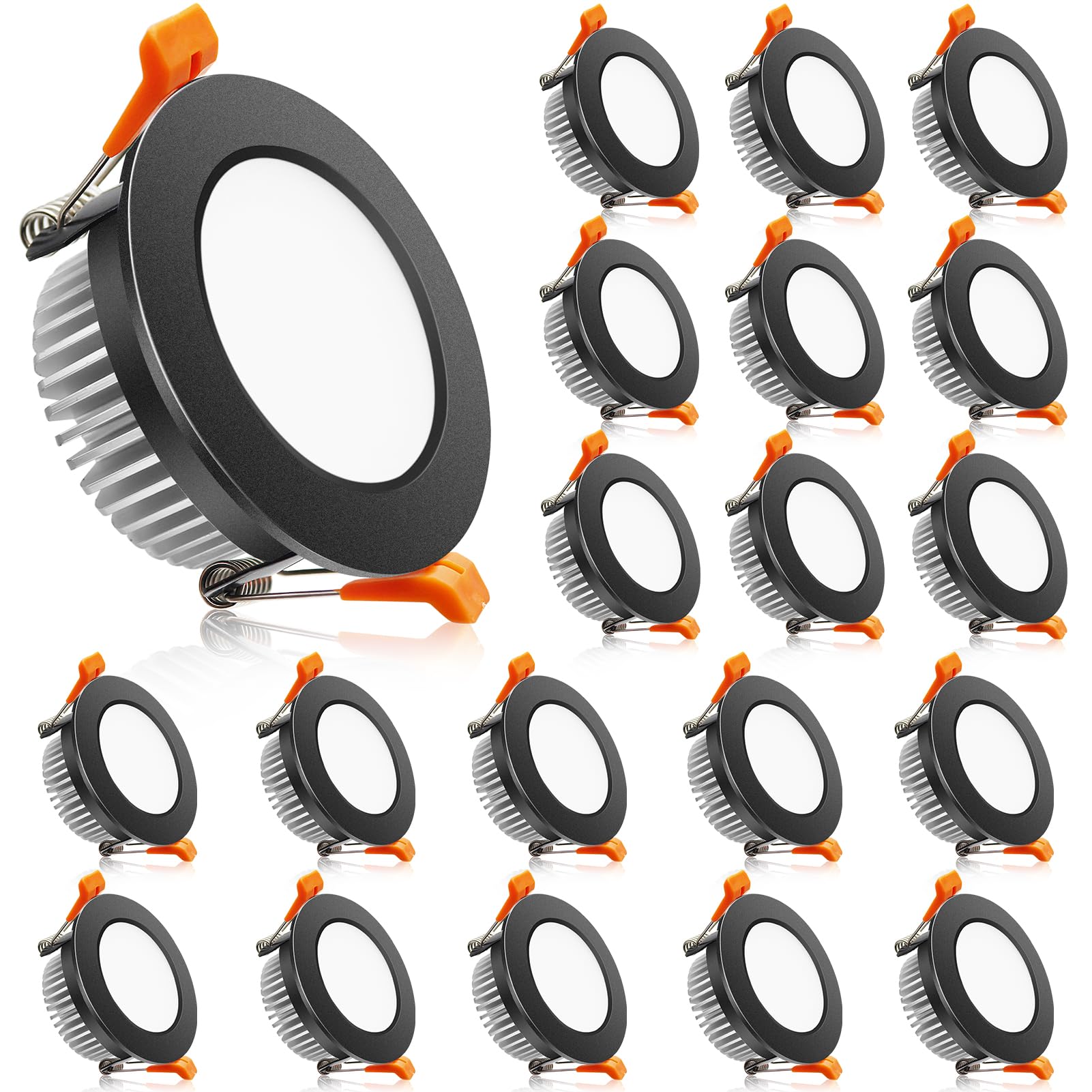 Photo 1 of 2 Inch LED Downlight, Recessed Lighting Dimmable Ceiling Light, 3W, 3000K Warm White, CRI80 with LED Driver(35W Halogen Equivalent), Black 20 Pack
