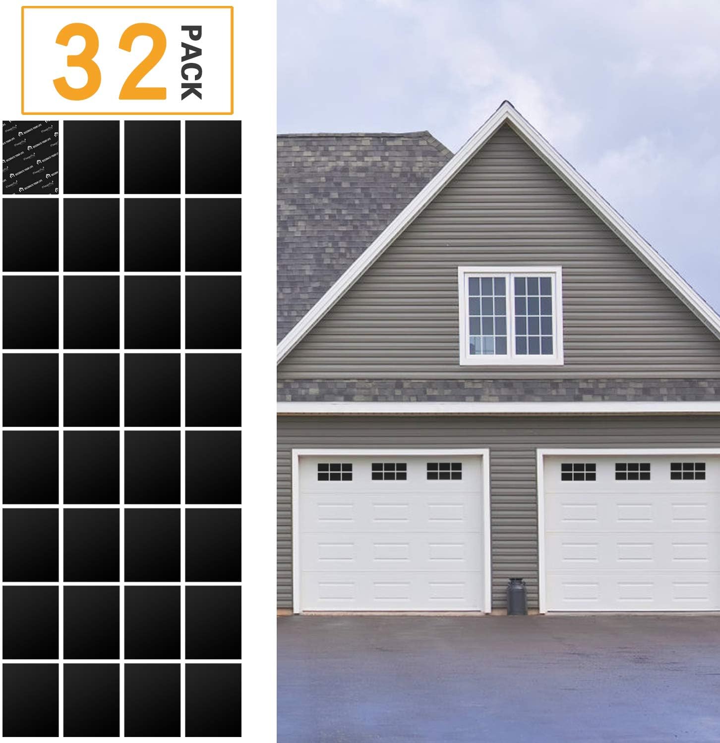Magicfly Faux Garage Door Windows for Car Garage Door Decoration, Panels, 32 Pcs, 4"×6