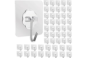 DDMY Wall Hooks 33lb(Max) Heavy Duty Self Adhesive Hooks 50 Pack Transparent Waterproof Sticky Hooks for Bathroom Kitchen Home Improvement Utility Hooks Coat Hooks Key Hooks