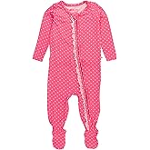 RuffleButts SoftSnooze™ Viscose from Bamboo Baby Girls Ruffle One Piece Footie Pajamas