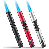 Urgrette 3 Pack Butane Torch Lighters, 6-inch Refillable Pen Lighter Adjustable Jet Flame Butane Lighter for Grill BBQ Camping (Gas Not Included)