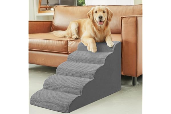 24.4 Inch Dog Stairs for Medium Dogs – Wide Non-Slip Pet Steps for Extra High Beds & Tall Couches, High Density Foam with Gen