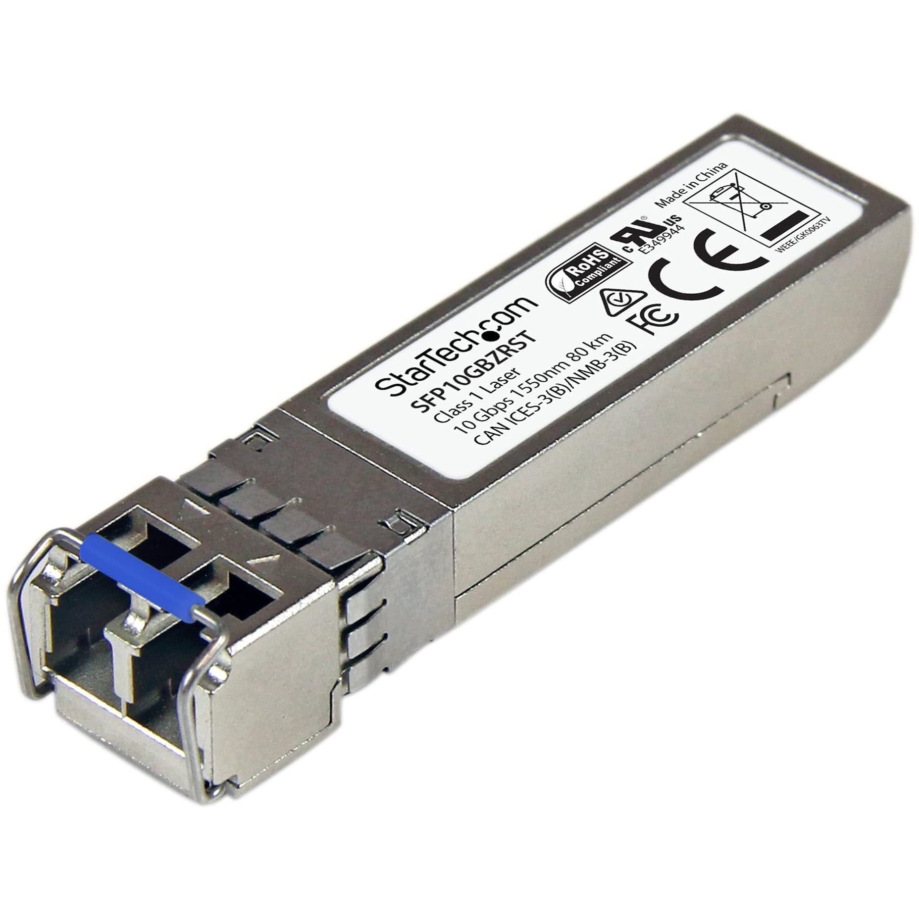 StarTech.com MSA Uncoded Compatible SFP+ Module - 10GBASE-ZR - 10GbE Single Mode Fiber (SMF) Optic Transceiver - 10GE Gigabit Ethernet SFP+ - LC 80km - 1550nm - DDM (SFP10GBZRST)