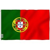 Anley Fly Breeze 3x5 Foot Portugal Flag - Vivid Color and Fade proof - Canvas Header and Double Stitched - Portuguese National Flags Polyester with Brass Grommets 3 X 5 Ft