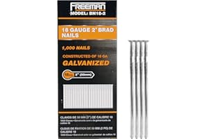 Freeman 18-Gauge Brad Nails, 2 Inch, Glue Collated Galvanized, 1000 Count, for Trim, Molding and Baseboards, Fits Most 18-Gau