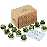 Cactus Tealight Candles,12 Pieces Handmade Delicate Succulent Cactus Candles for Party Wedding Spa Home Decoration