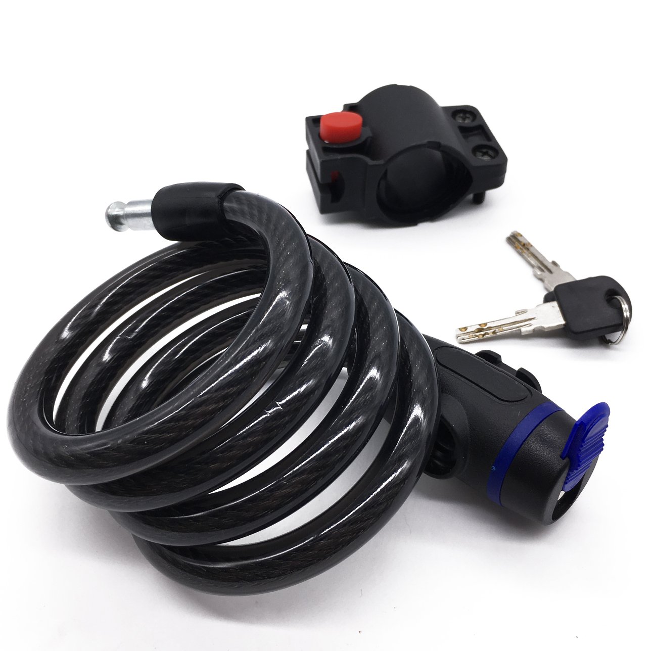 Maveek Bike Lock 1.2M (4-Feet) Steel Coiled Cable Lock with Intergrated Key Lock for Bicycle Outdoors (1M Cable Lock)