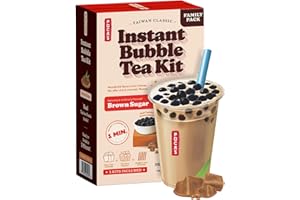 Pocas Bubble Tea Kit, Brown Sugar – Instant Milk Tea Powder with Authentic Tapioca Pearls for Instant Bubble Tea, 5 Kits