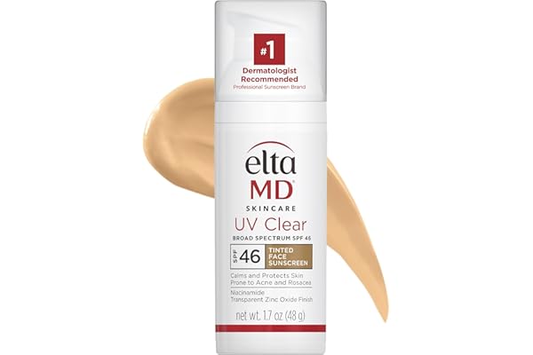 EltaMD UV Clear Tinted Face Sunscreen, Oil- Free Tinted Sunscreen with Zinc Oxide, Dermatologist Recommended Sunscreen, 1.7 oz Pump