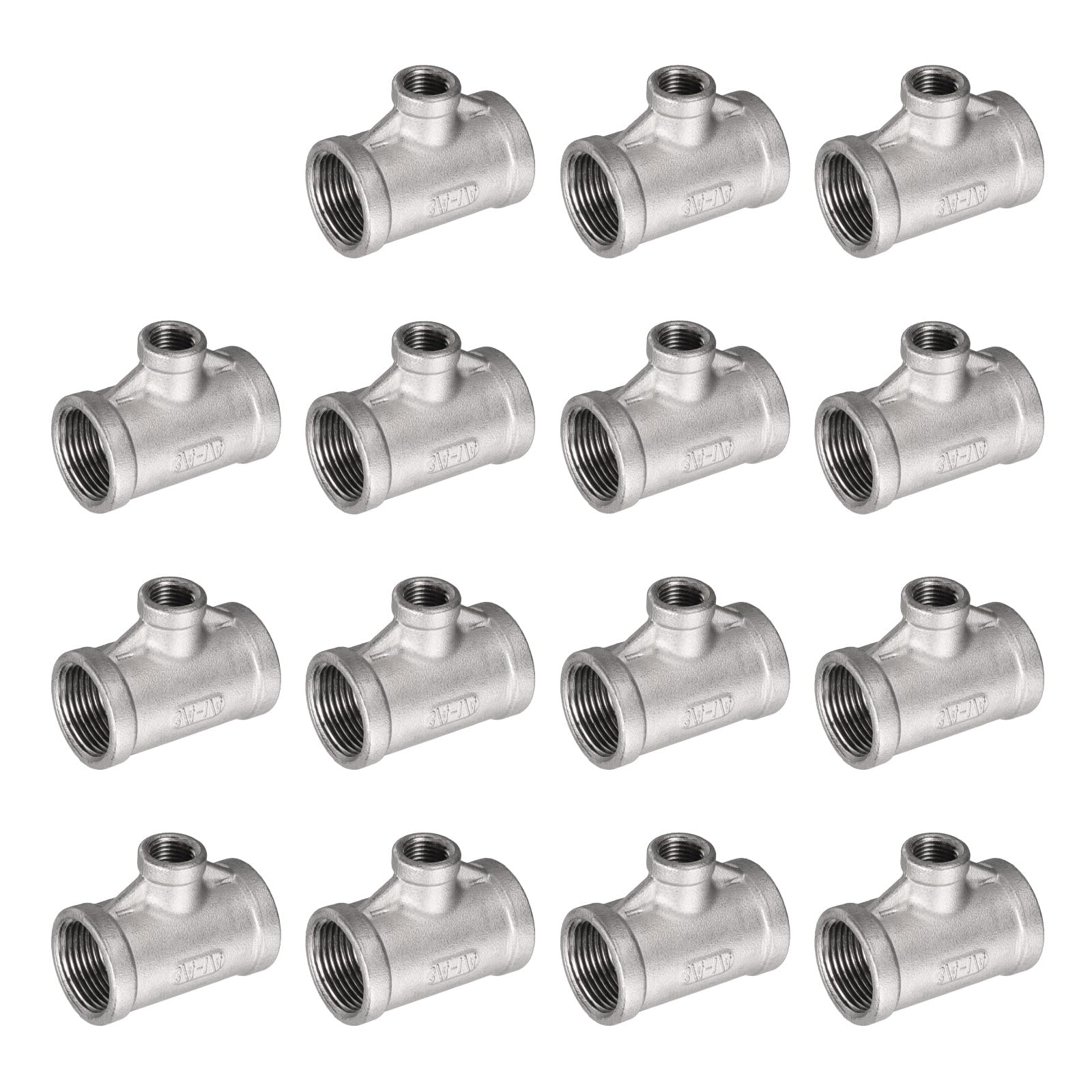 Photo 1 of uxcell Stainless Steel 304 Cast Pipe Fitting 3/4 BSPT x 1/4 BSPT x 3/4 BSPT Female Tee Shaped 3 Way Connector Coupler