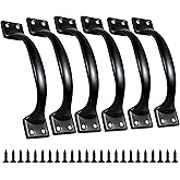 6PCS Cabinet Pull &amp; Door Handle, Premium 5.6-Inch Kitchen Drawer Pulls | Black Stainless Steel Gate Door Handles for Outdoor, Garage, Bathroom, Cupboard, Easy Installation