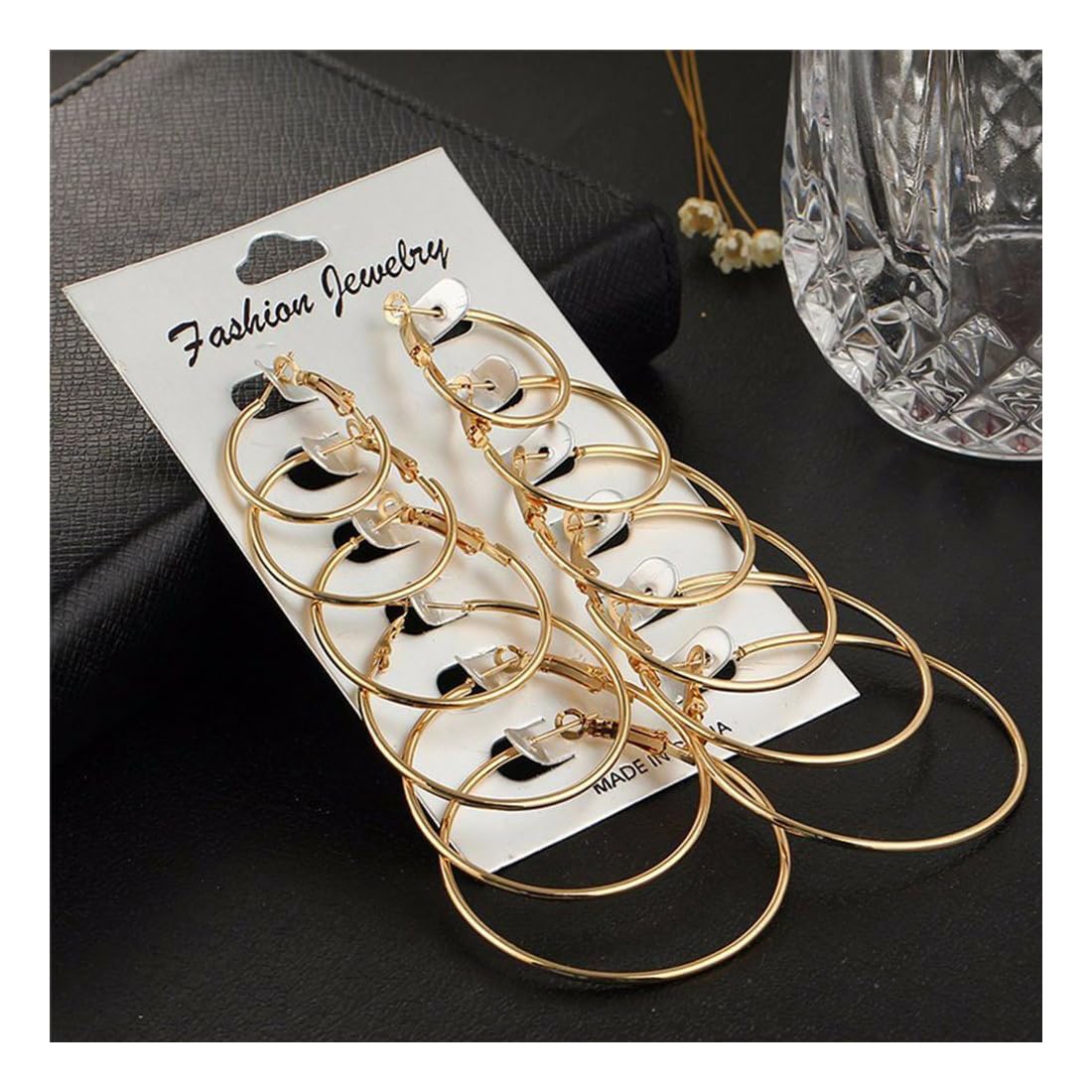 IFNODO 47pcs Gold Jewelry Set With 3 PCS Necklace, 11 PCS Bracelet,20pcs Hoop Stud Earrings,7pcs rings set For Women For Birthday Gifts