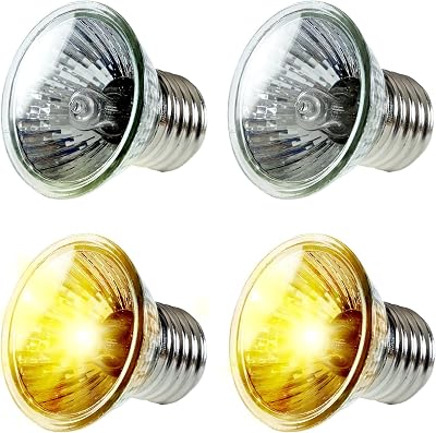 PewinGo 4 Pack 50W UVA UVB Heat Lamp Bulbs E27 Reptile Amphibian